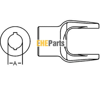 Aftermarket D128618 Implement Yoke Round Bore w/ Double Keyway & Set Screw Fits Case-IH applications