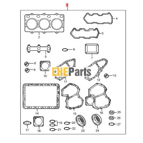 Replacement Isuzu 3YC1 gasket set 5-86301-458-0 5863014580 fits mini excavator Kato IHI
