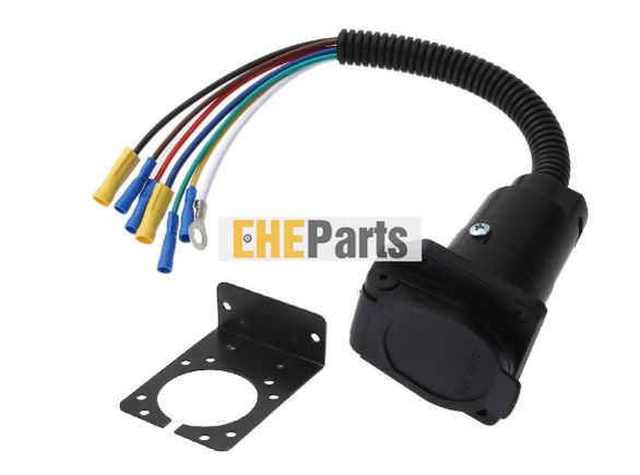 7 Way RV Trailer Light Connector Socket 7 Wire Harness Electrical Quick Converter Adapter with Mounting Bracket,for RV, Truck, Trailer, Camper